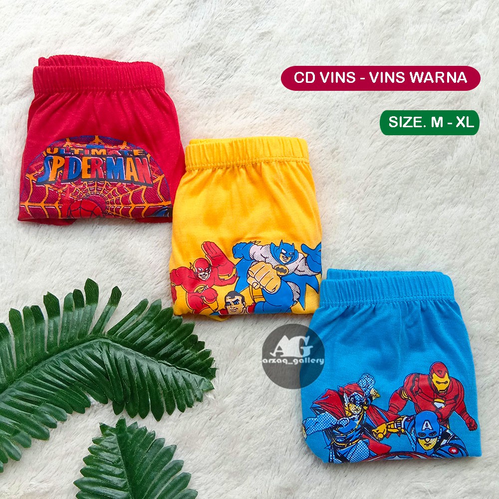 [3 pcs] CD ANAK VINS PUTIH/WARNA | celana dalam anak motif Vin's | Pakaian Dalam Anak | Cd | Kancut Anak