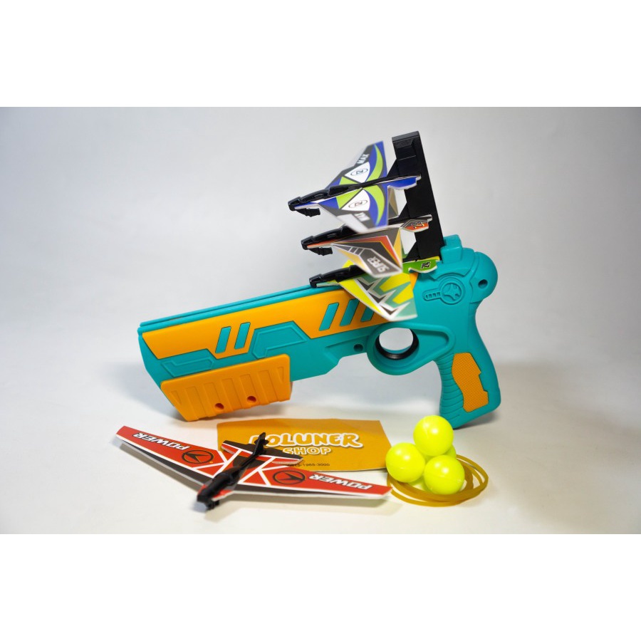 Mainan Tembakan Plane Launcher Air Battle Pistol Pesawat Terbang Anak