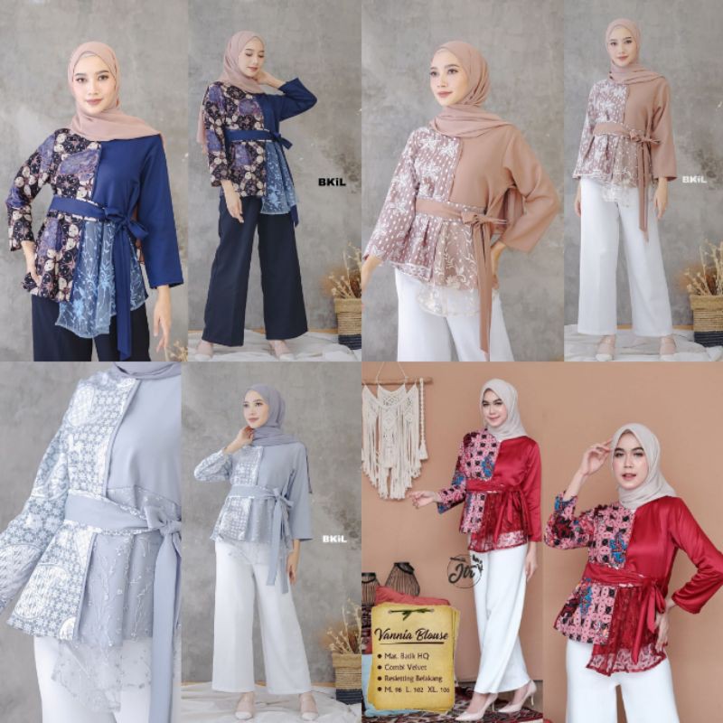 ATASAN BLUS BATIK MODERN HALUS DOLBY KOMBINASI BROKAT