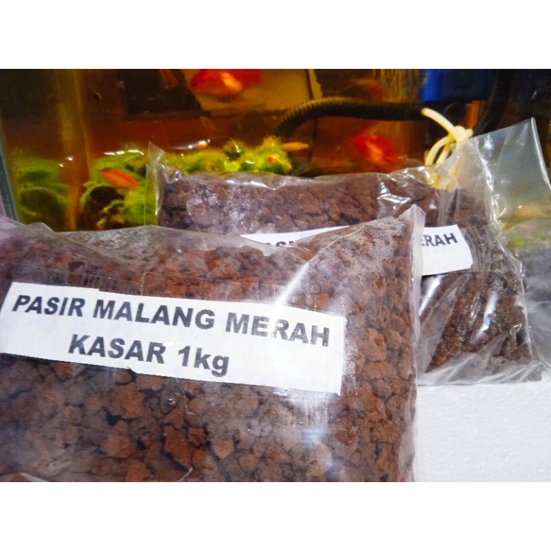 Pasir Malang / PASIRMALANG Aquarium Aquascape dan Media Tanam Repack 1Kg(Hitam&amp;Merah)MURMER