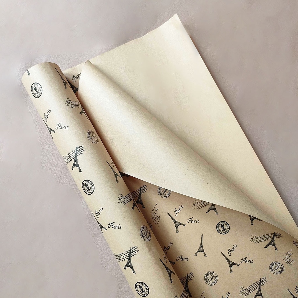 Wrapping Paper Eiffel Tower World Map News Flower Kertas Buket Hias Bouquet Dekorasi Bunga