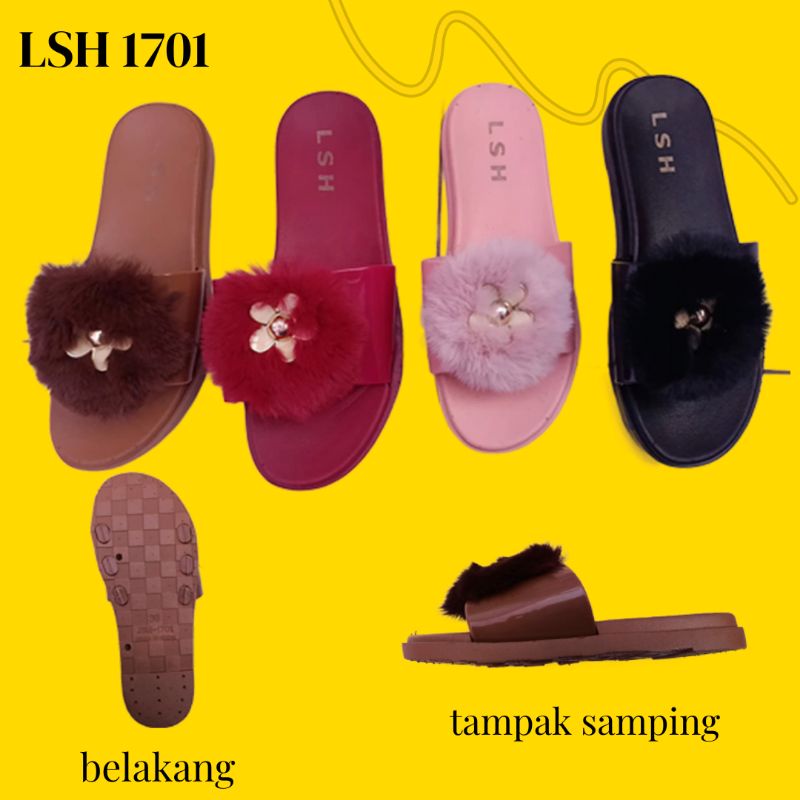 Sandal Bulu Slop wanita import LSH