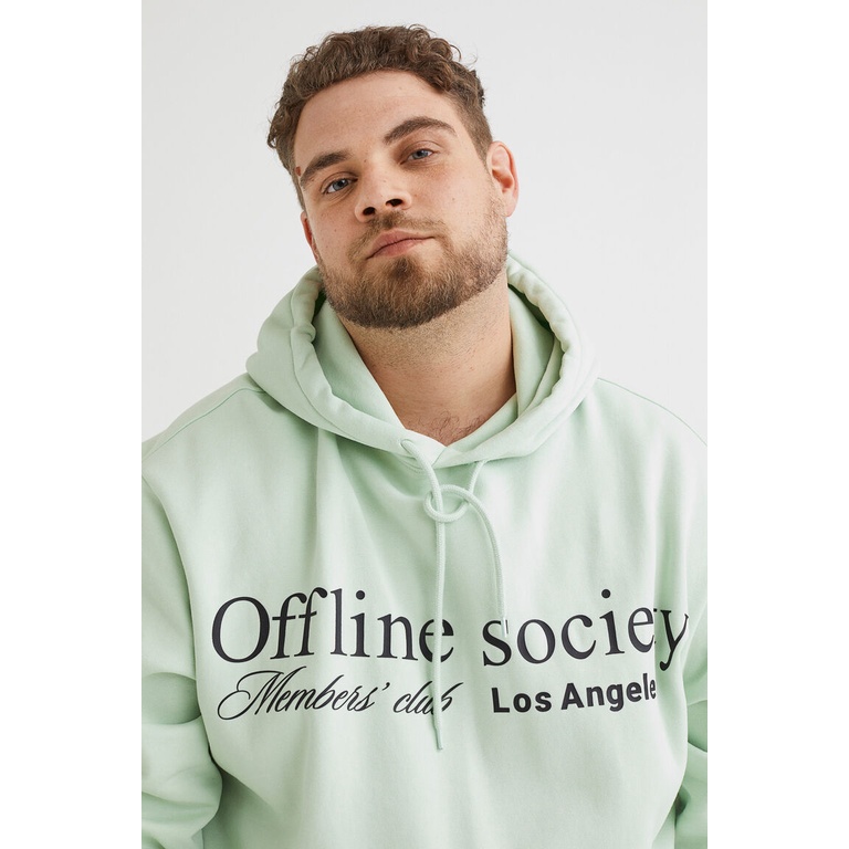 Hoodie H&amp;M off line society green mint Original Sweater hijau mint offline society