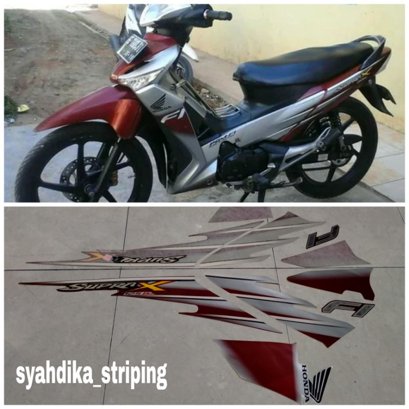 STIKER STRIPING LIS BODY HONDA SUPRA X 125 FI 2008 2009 MERAH SILVER