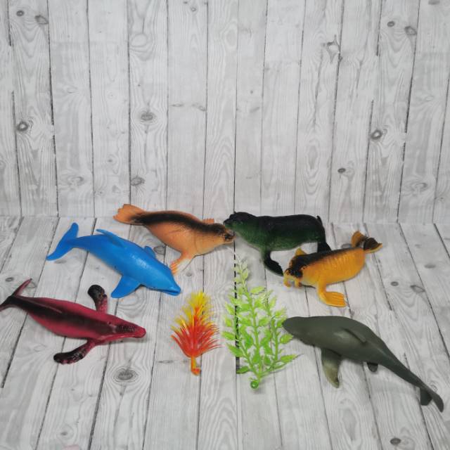 Mainan edukasi Hewan miniatur laut sea animal set ikan hiu paus singa