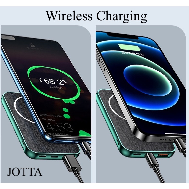 Powerbank JOTTA wereless charging Real kapasitas magnet bisa tempel with holder standing kapasitas 5.000 mah for Iphone 12,promax12,Iphone 13,Promax 13,Promax13pro.