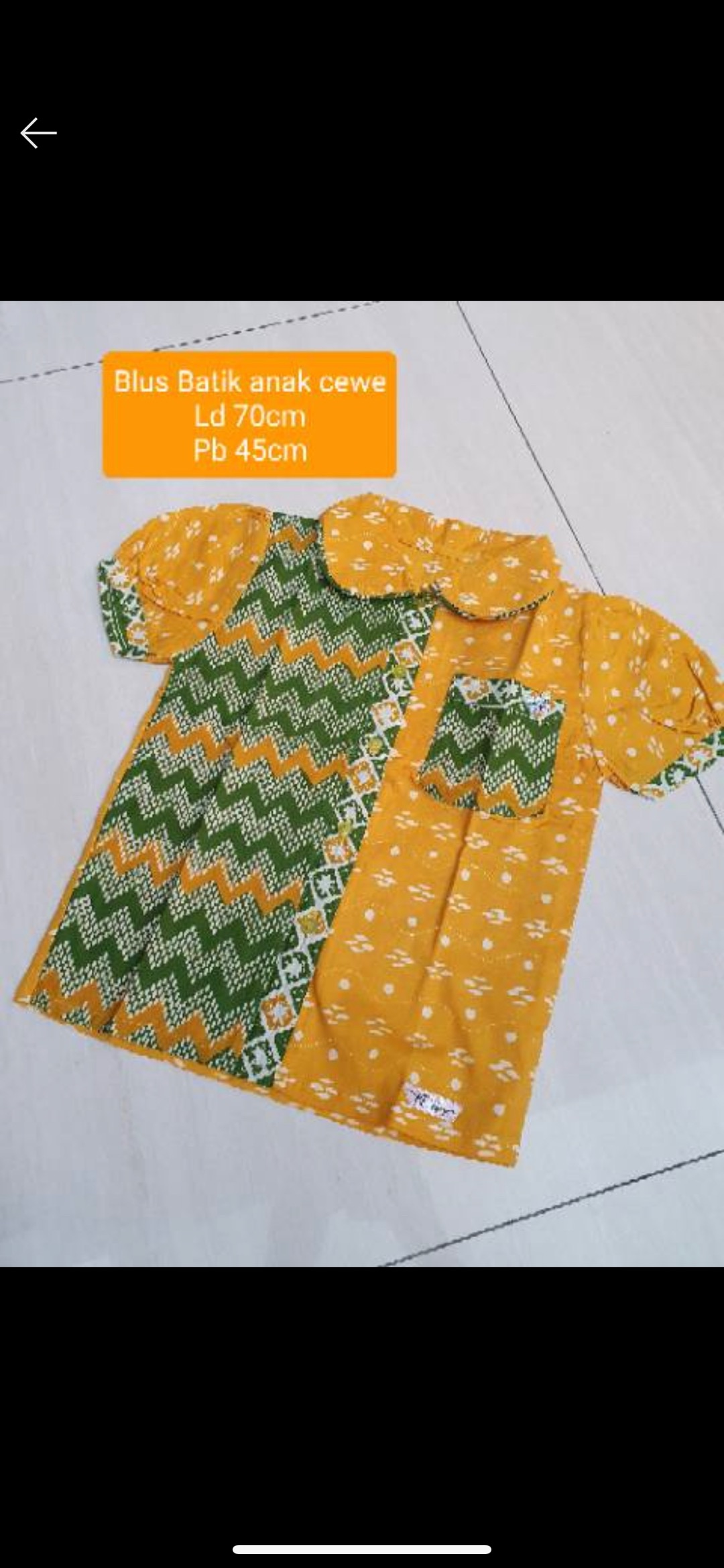Blouse Batik Anak Perempuan Usia Sd Kelas 1- 3 (size 7 - Ld 38- 39cm)