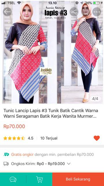 Tunic Lancip Lapis #3 Tunik Batik Cantik Warna Warni Seragaman Batik Kerja Wanita Murmer Modern