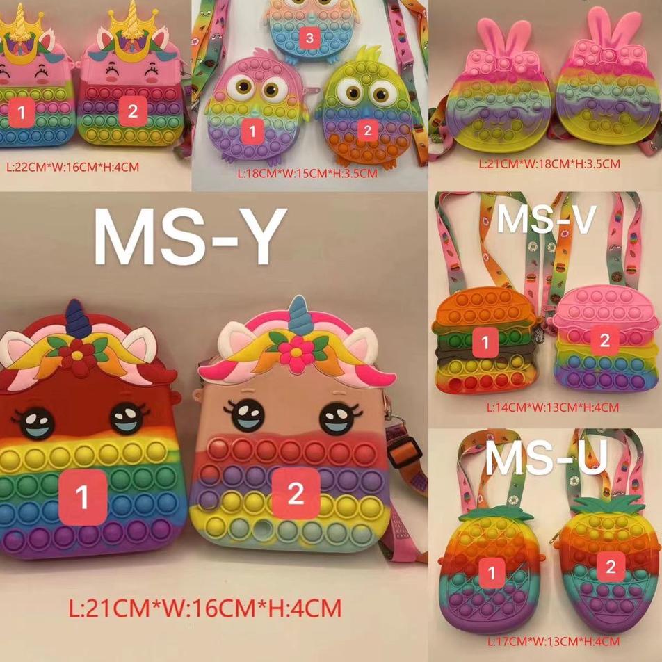 HOT SALES 8934 GROSIR JUMBO BESAR TAS ANAK POPIT JELLY / TAS POP IT ANAK SELEMPANG UNICORN / TAS POP