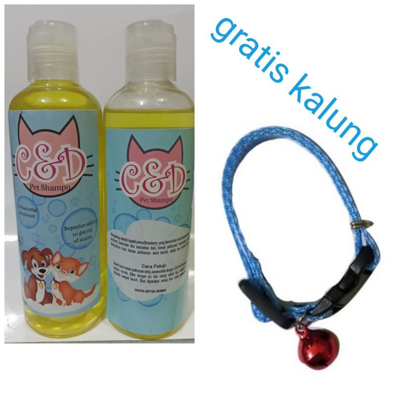 Shampo Kucing Anjing Perawatan 250ml gratis Kalung Kucing Polos perlengkapan Grooming Hewan Murah