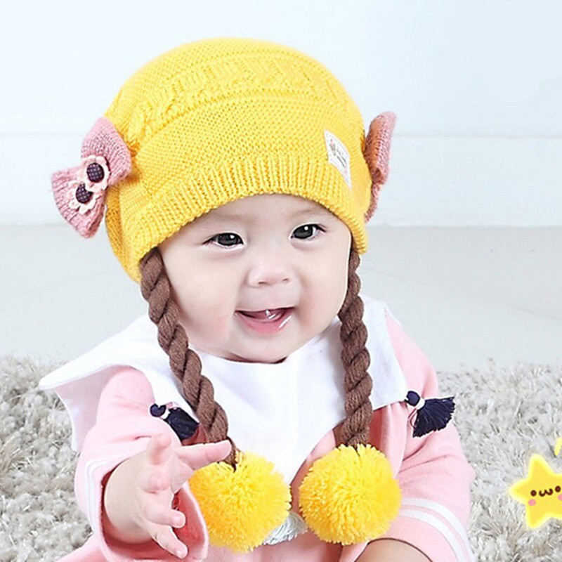 ~COD~ DO-P19-21 Topi Anak Perempuan Rambut Kepang / Topi Bayi Kupluk Imut Lucu Baby Hat Wig Impor-5