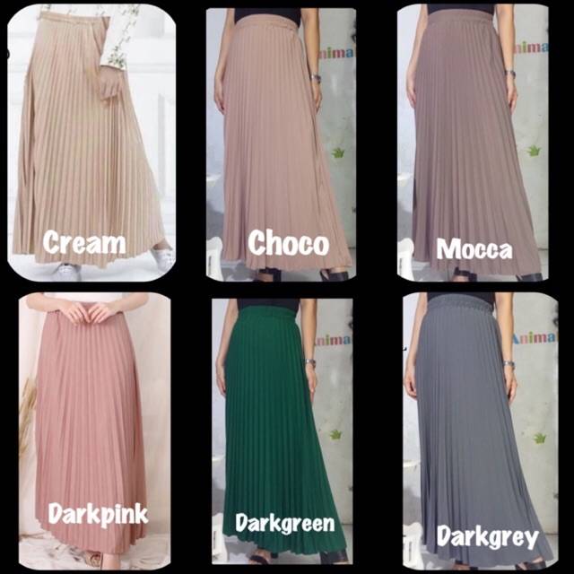ROK PLISKET JUMBO FIT TO XXL PAYUNG PLEATED SKIRT MURAH MUSLIM IBU ACARA-3