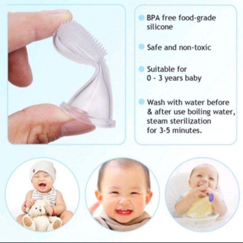 [BISA COD] SIKAT GIGI BAYI FREE BOX/sikat gigi bayi jari silicon/Finger tooth brush/Pembersih Mulut Bayi