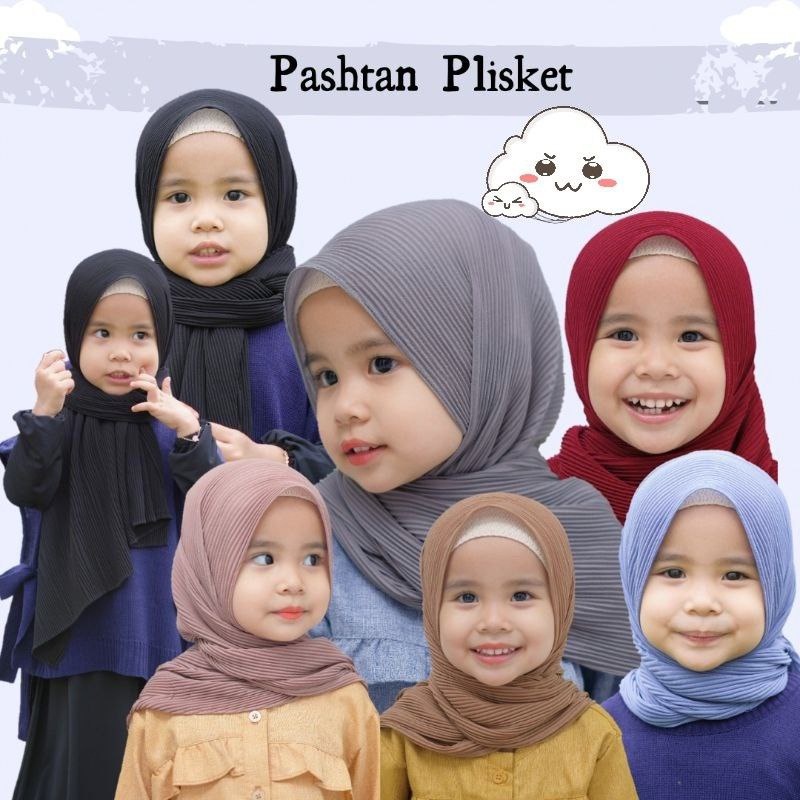 HIJAB PASHMINA PLISKET ANAK/ HIJAB ANAK PLISKET 150X45CM