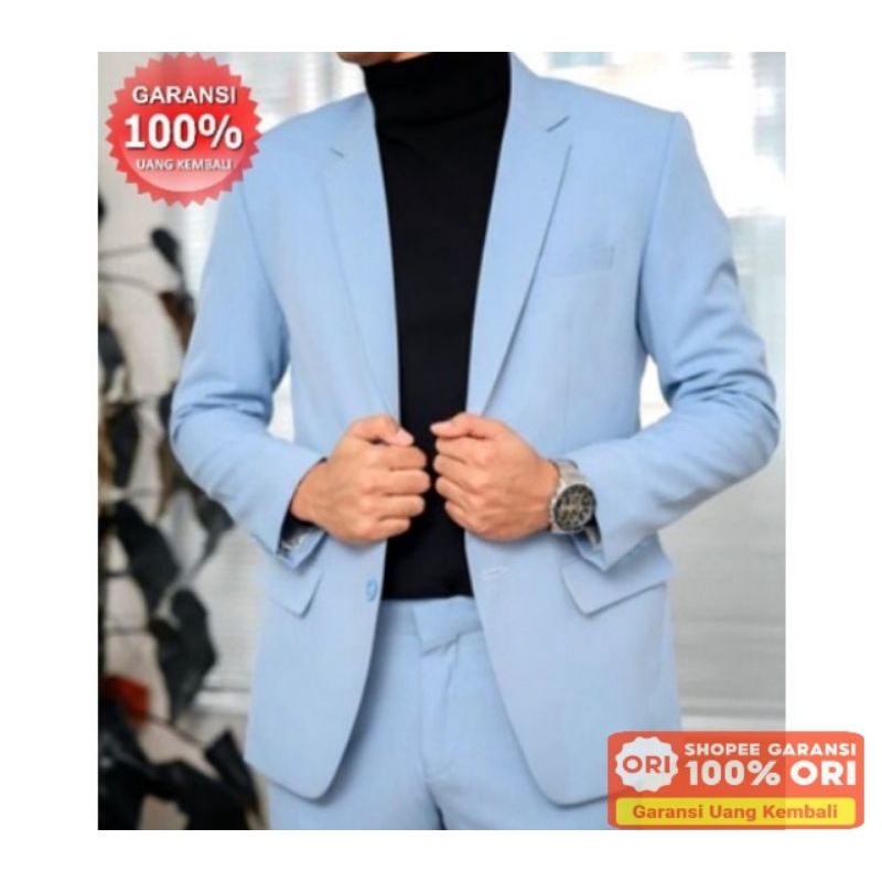 Jas pria murah/jas nikah/jas wisuda/jas slimfit/Jas biru muda