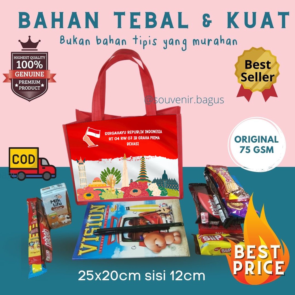 Tas Souvenir Halloween SD TK Custom Maulid Nabi Muhammad SAW 17 Agustusan Pancasila Bhineka Tunggal Ika Kegiatan Osis Maulud Custom Tas Souvenir Halowin Indonesia Merdeka Pakai Nama RT RW doorprize goodie bag Jakarta Kudus Merah Putih