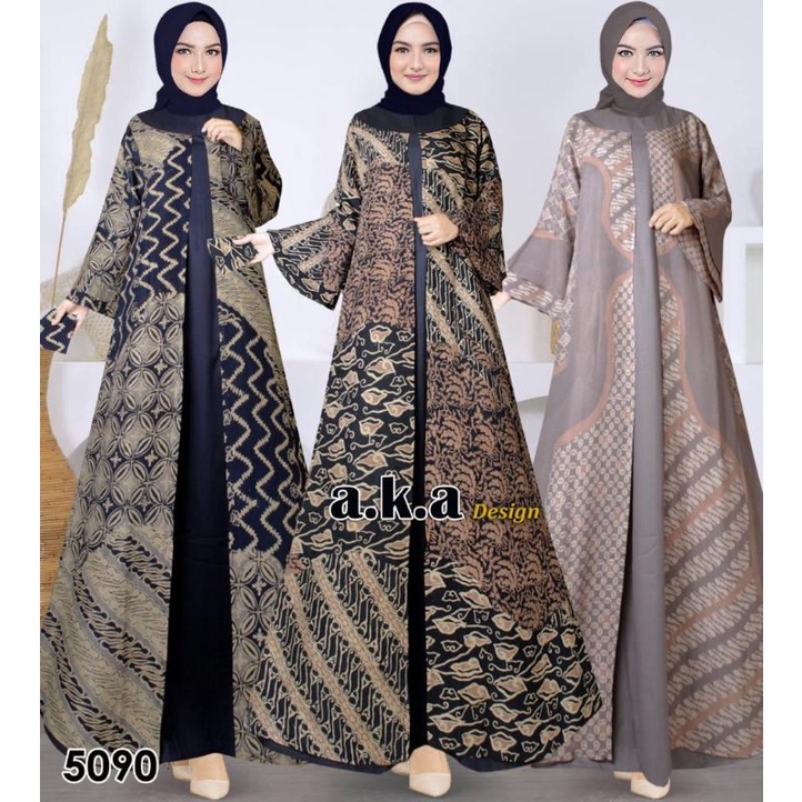 setelan gamis syari wanita batik doby premium combinasi toyobo / gamis batik wanita doby toyobo