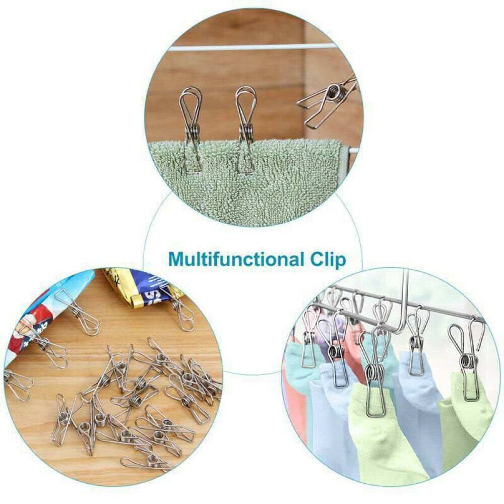 【COD Tangding】20/40/60pcs Stainless Steel Washing Line Clothes Pegs Hang Pins Metal Wire Clips Clamps