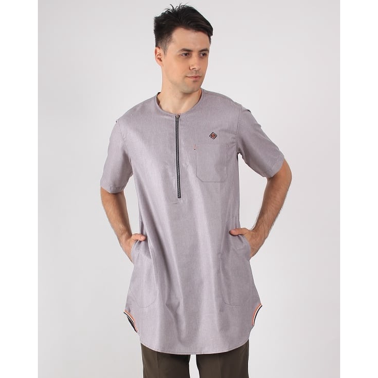 BAJU KOKO - Kurta Mezzanine Lengan Pendek Zipper PURPLE