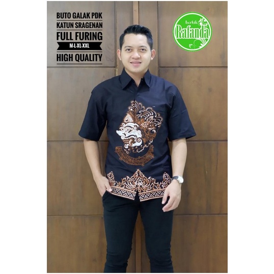 BUTO GALAK KEMEJA BATIK SOLO PRIA LENGAN PENDEK LAPIS FURING ATASAN PREMIUM MODERN KOPRI PGRI RAFAND