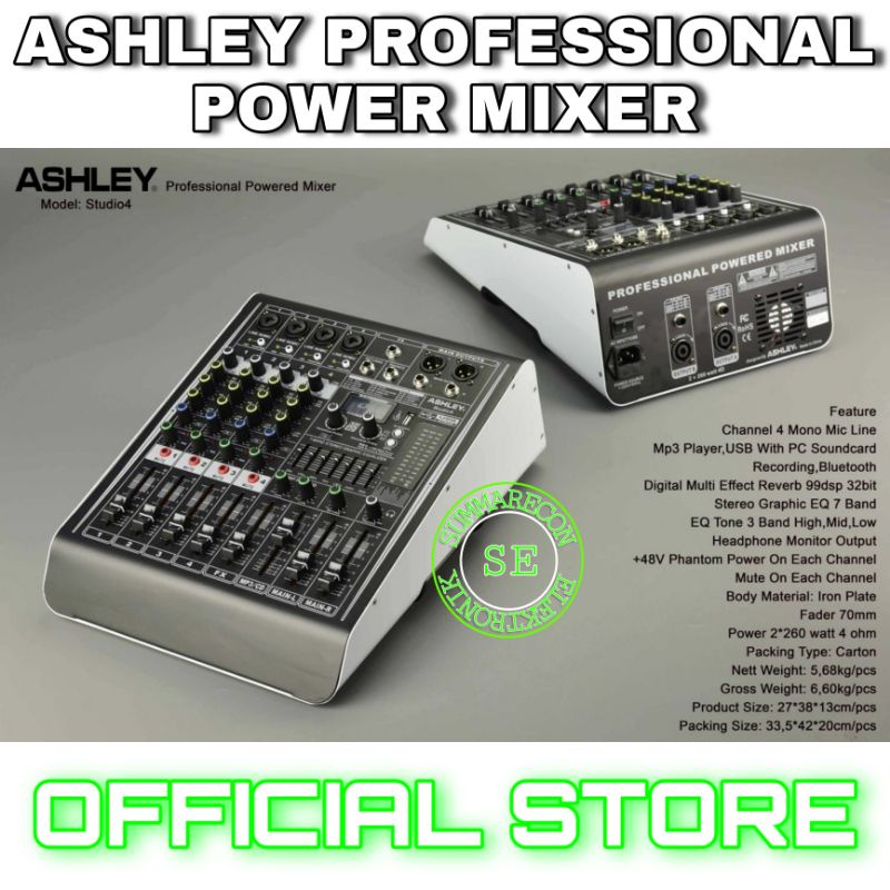 power mixer 4 channel original ashley studio 4 usb bluetooth recording