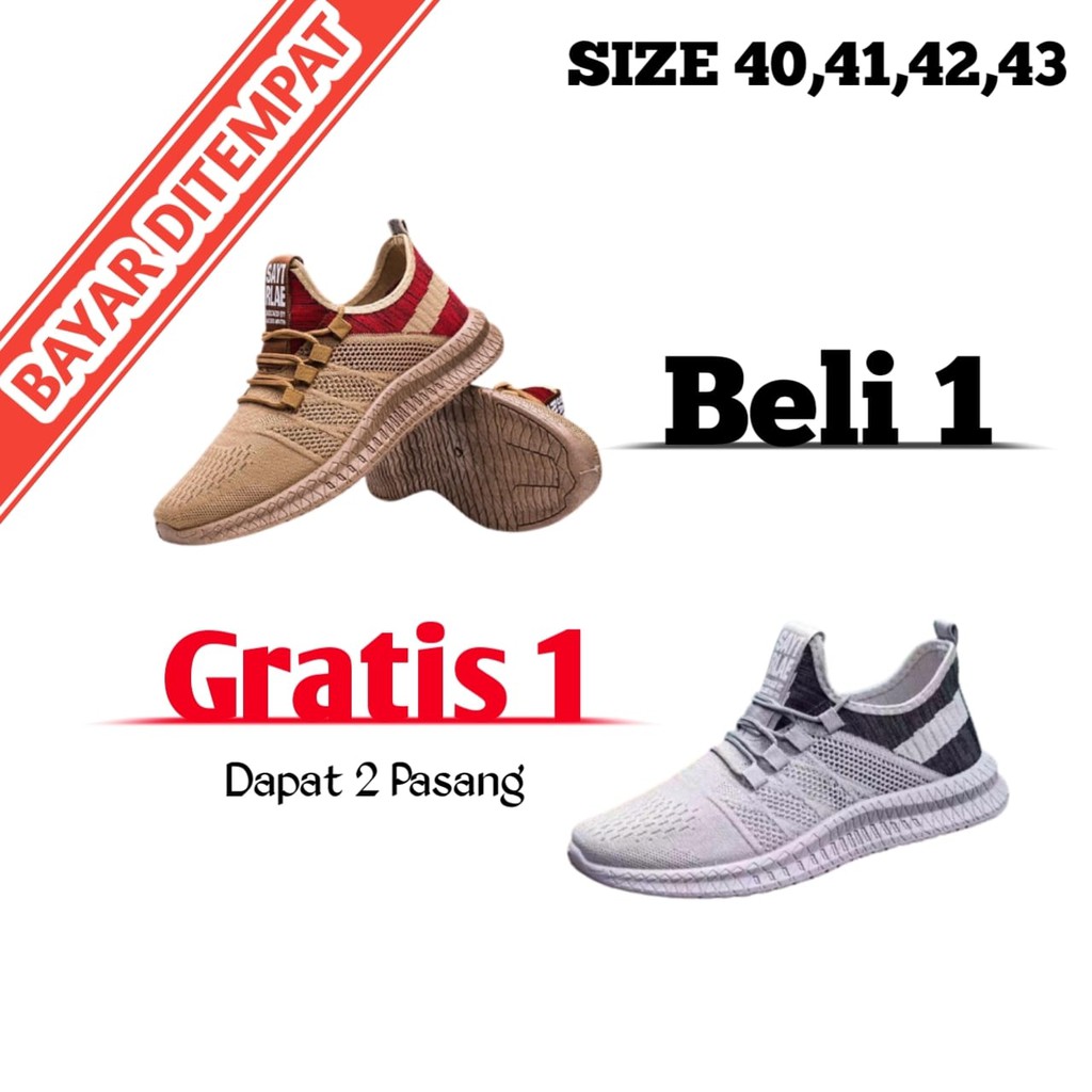 Beli 1 Gratis 1 TERLARIS - Sepatu Sneakers Pria Terbaru Kualitas Import - Sepatu Pria Sport Keren