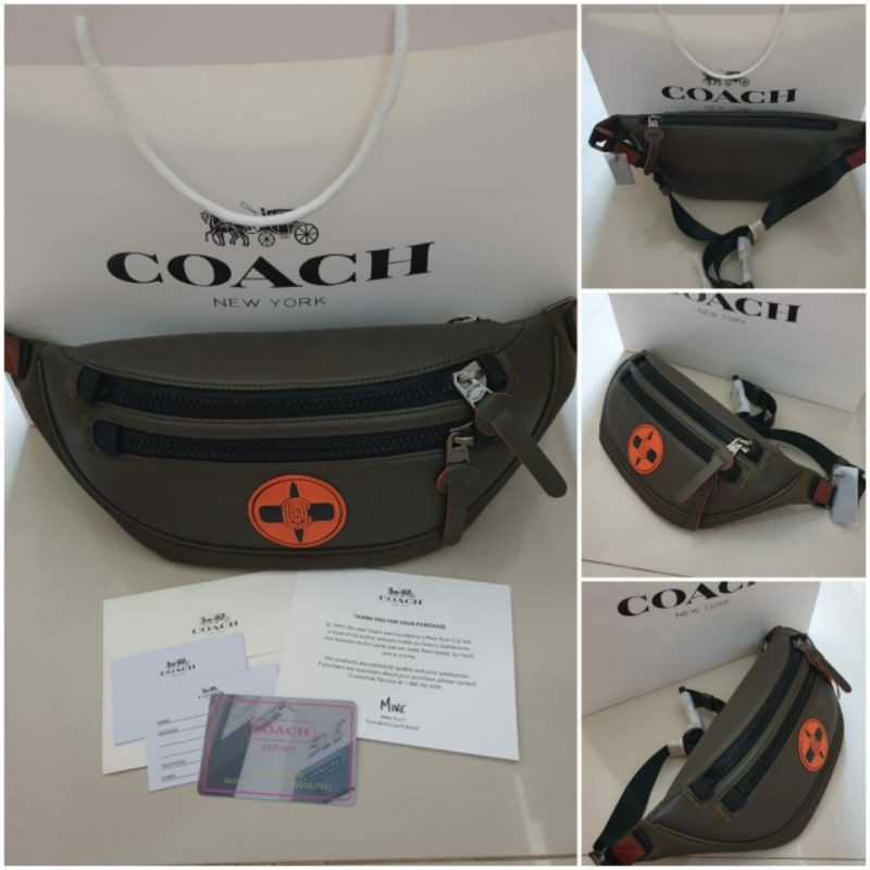 Tas Slempang Waistbag Pria Coach Edisi Narutho Original Kulit