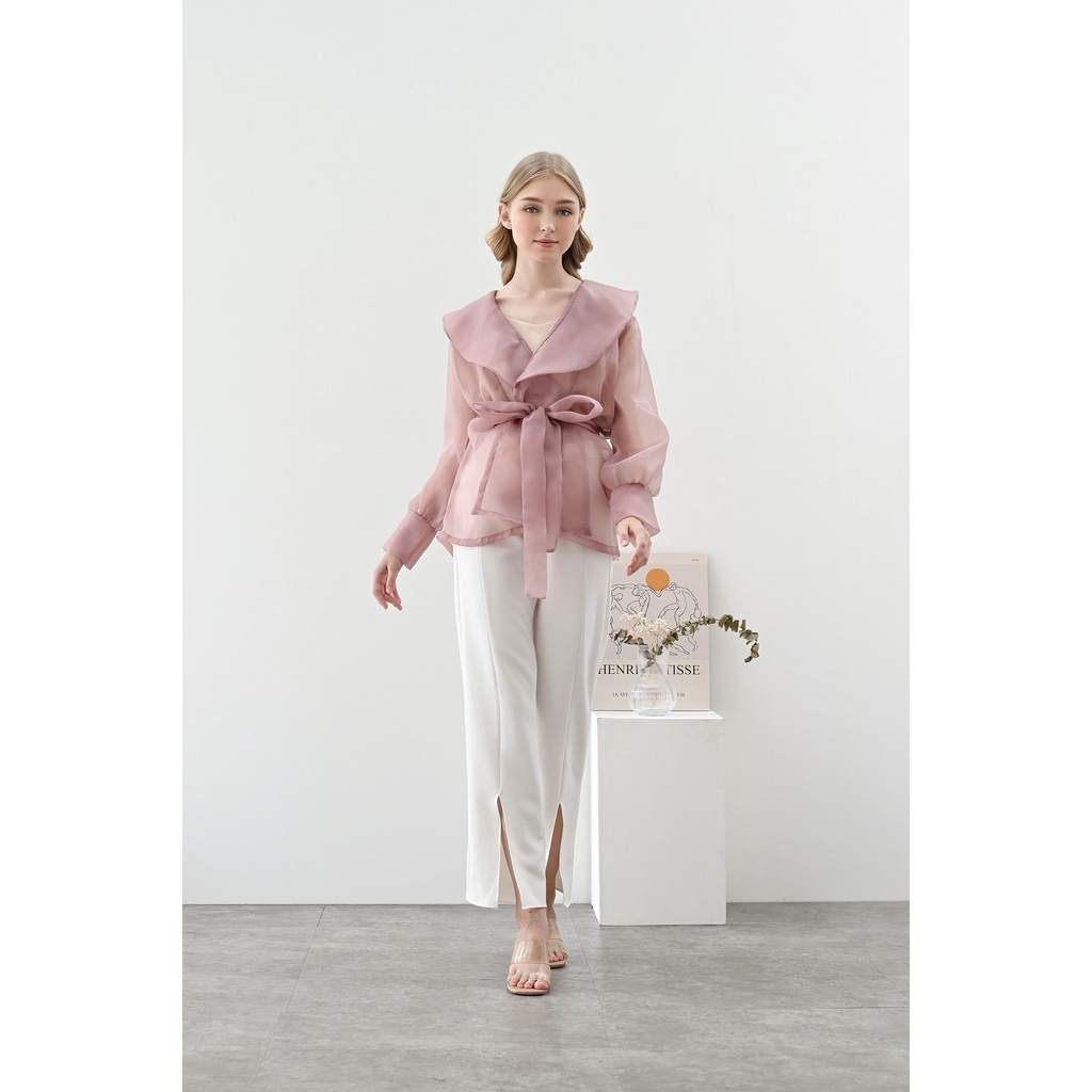 Aura Label - Kalila Organza Top Pink - BESTSELLER MOST WANTED blouse wanita organza puff