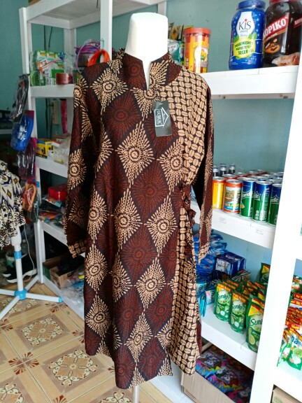 Batik Tunik Shibori Jumputan Terbaru Size S-3l / Hrb026 Yelbor Navbor / Biru Putih / Original..