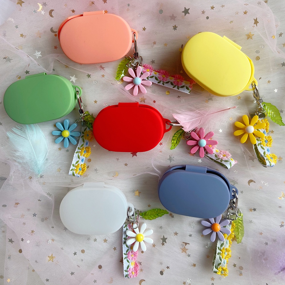 Case Pelindung Earphone Motif Bunga Daisy Gaya Korea Dengan Lanyard Untuk Xiaomi Redmi AirDots