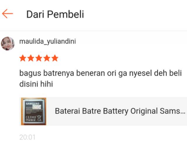 Baterai Original Samsung J2 / J200 / J2 2015 / Core Prime Battery Batre Batrai Bat