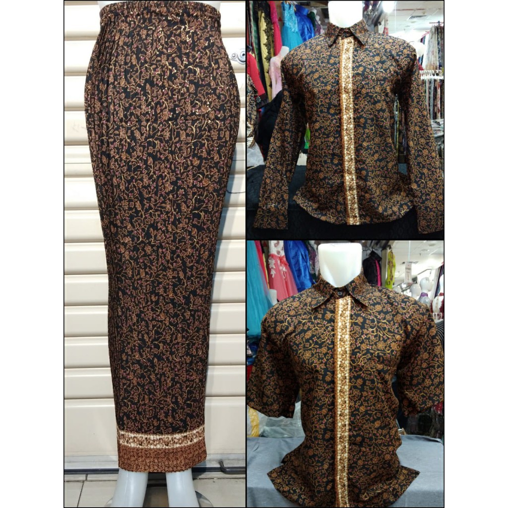 Setelan Couple Kemeja Batik Pria Dan Bawahan Kebaya Rok Plisket Wanita (3)