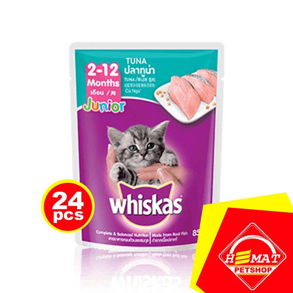 Whiskas Pouch Junior Tuna 85 Gram 24 Pcs Makanan Kucing Wet Food