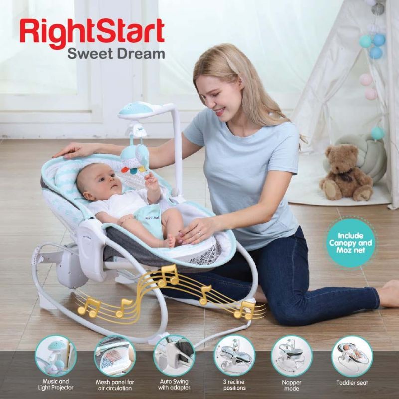 Ayunan Bayi Bouncer Baby Swing Right Start Multi Functional Deluxe Napper Sweet Dream