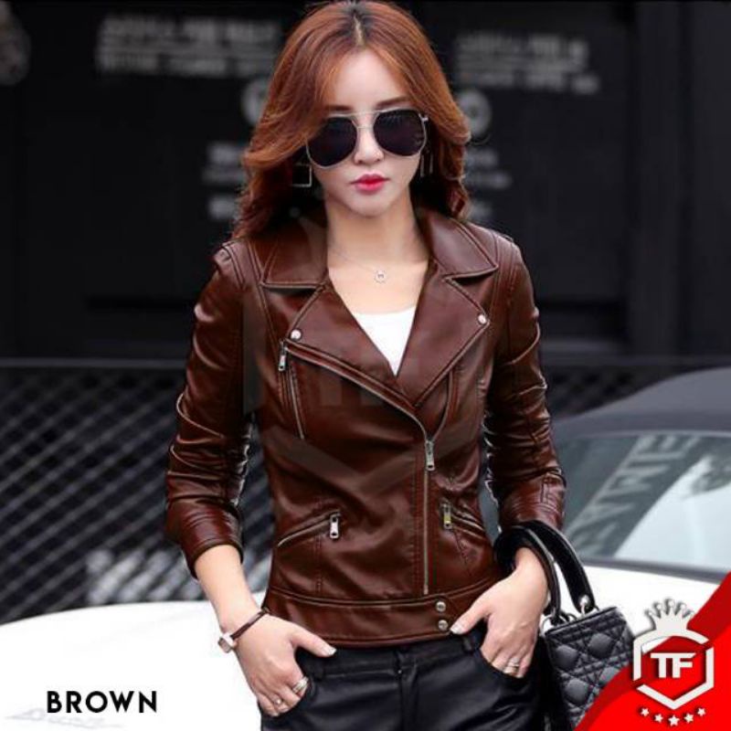 Leather premium Korea / Jaket Korea Wanita termurah / Promo Jaket kulit cewek keren dan Murah