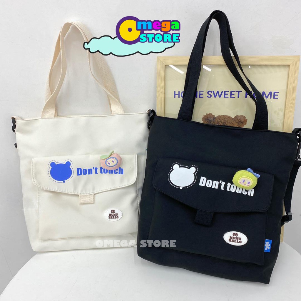 [O&amp;S] Tote Bag Kanvas Wanita Resleting Kpop Aesthetic Kekinian Korea Style Multifungsi-OS264