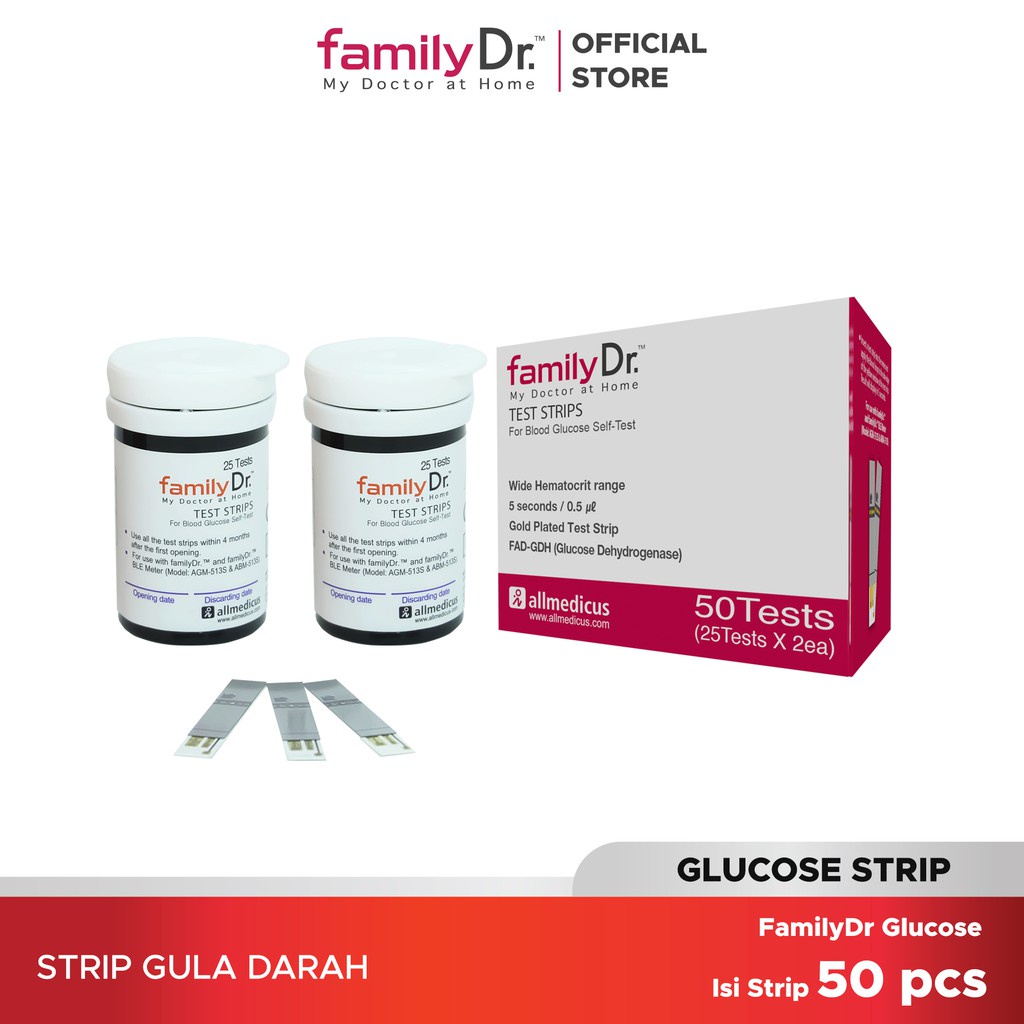 Strip FamilyDr Glucose/ Strip Gula Darah FamilyDr/ Stik Gula darah FamilyDr