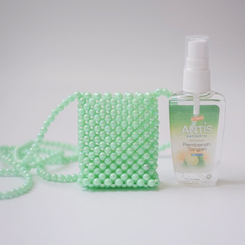 hand sanitizer bag / gantungan holder beads korean with antis 55ml  green