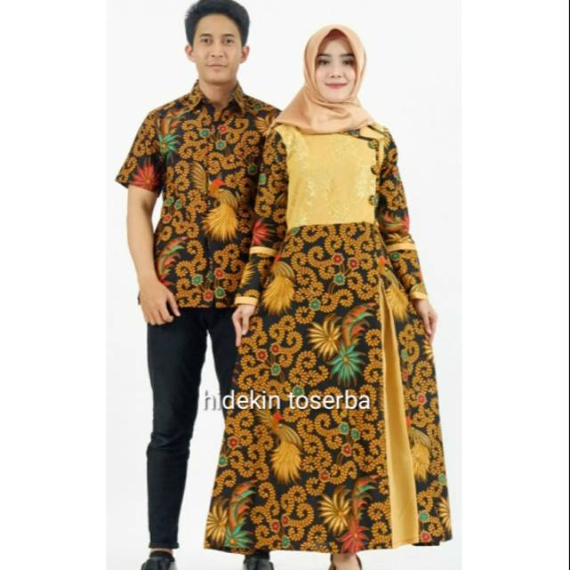 Sarimbit Couple Seragam Batik Dress Gamis Jumbo Latifa Brokat seri 2