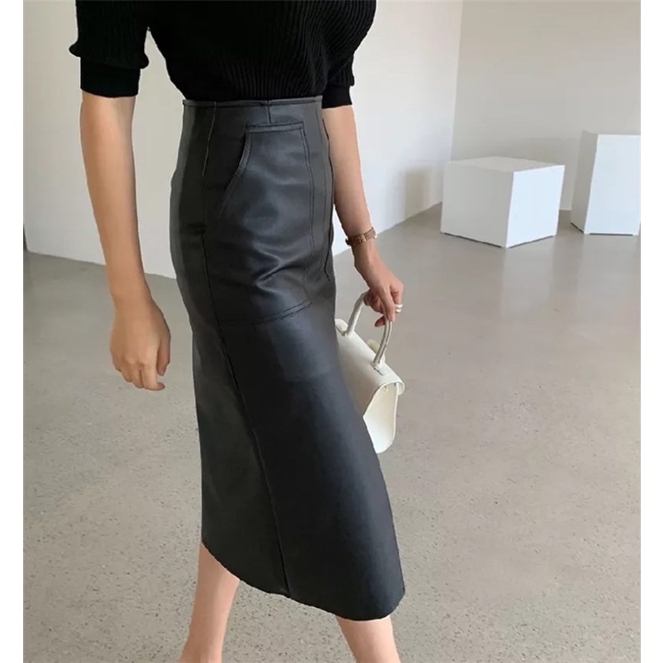 Rok span wanita/skirt leather straight mode