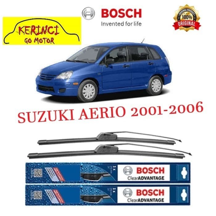 WIPER BOSCH CLEAR ADVANTAGE SUZUKI AERIO 2001-2006 22&quot; &amp; 18&quot; SEPASANG