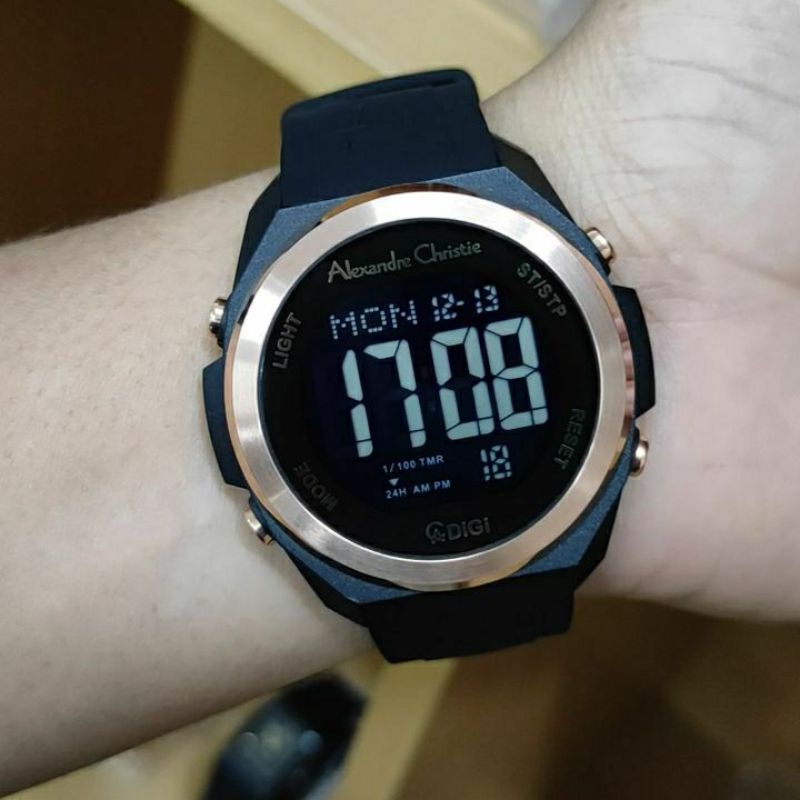 jam tangan Alexandre Christie digital strap rubber karet