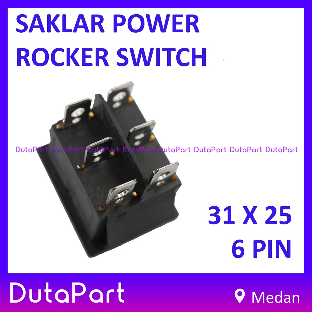 Saklar Power Rocker Switch ON OFF 35mm x 21mm 6 PIN Kaki 16A 250VAC