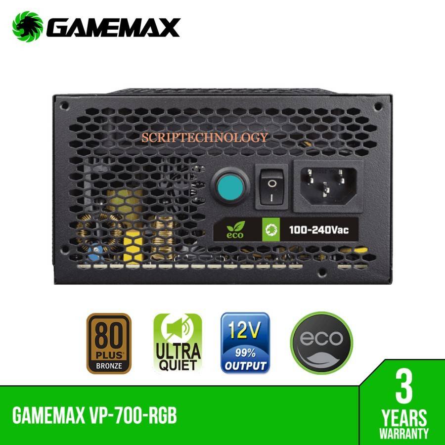 Psu Gamemax sc 700w Vp-700 Rgb 80+Value Performance Gaming-Power Supply