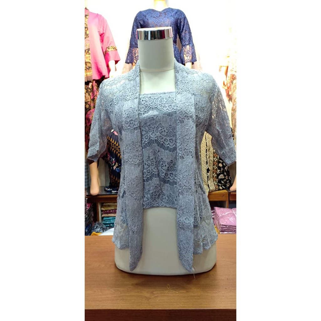 Kebaya Modern Atasan Brukat Pendek Grey dan Lainnya