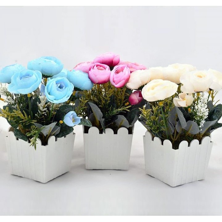 Naindo Bunga Krisan Pot pagar plastik hiasan ruang tamu dan kantor-bunga mawar-bunga artifisial