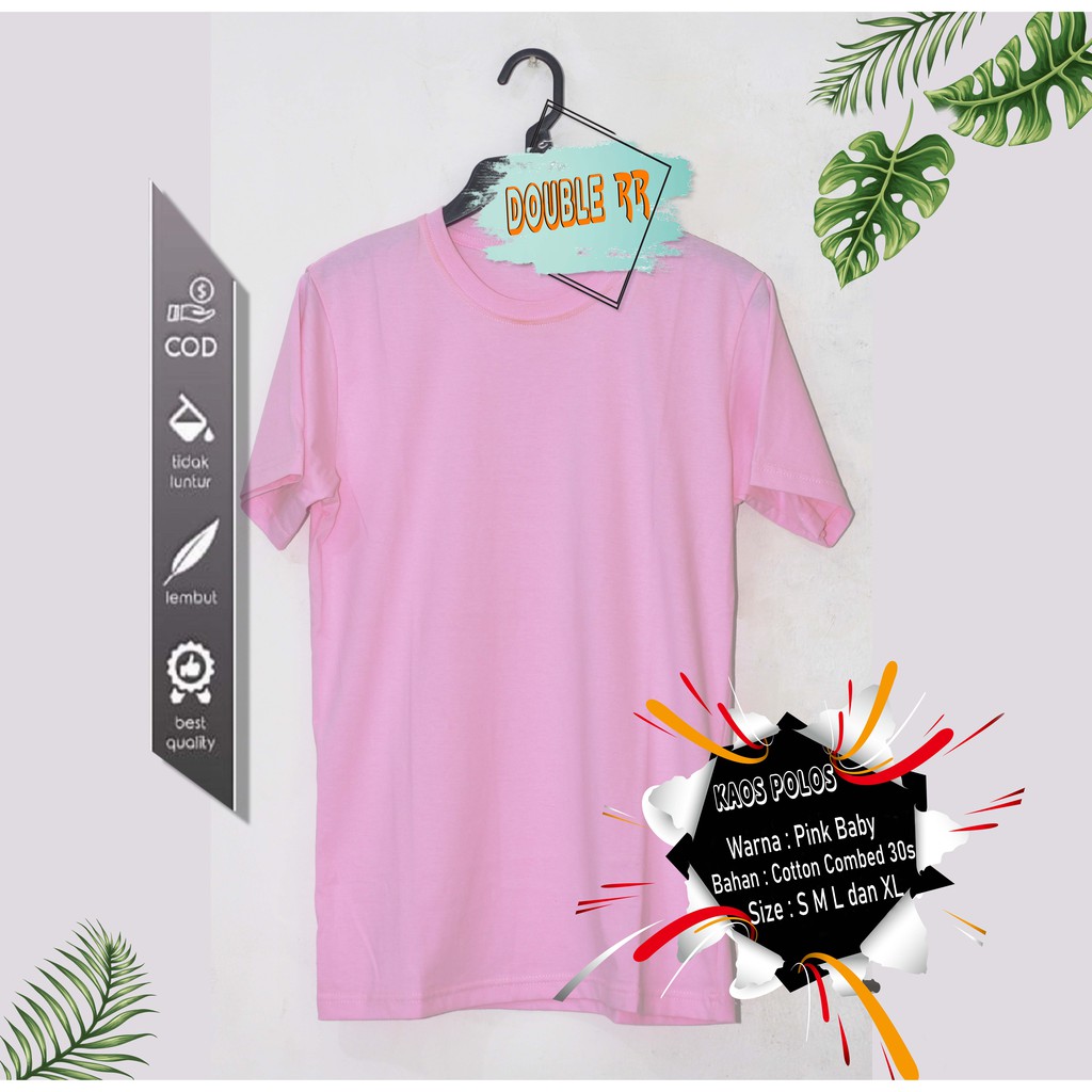 DISTRO KAOS POLOS  COTTON 100%, COMBED 30S  PRIA/WANITA BANYAK WARNA MAROON MERAH CABE MAGENTA PINK BABY