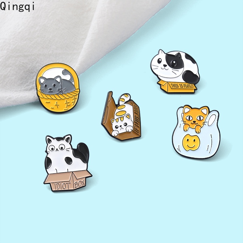 Bros Pin Enamel Desain Kucing Gemuk Dalam Keranjang Untuk Hadiah Anak