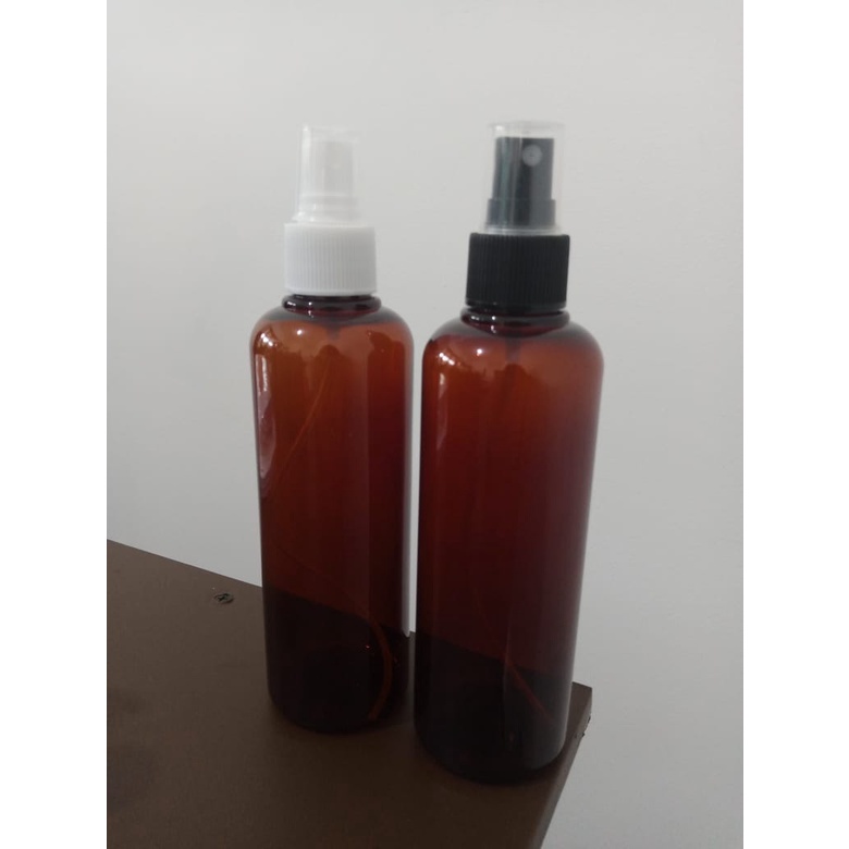 Botol Plastik PET 250ml BR Coklat Amber Tutup Spray