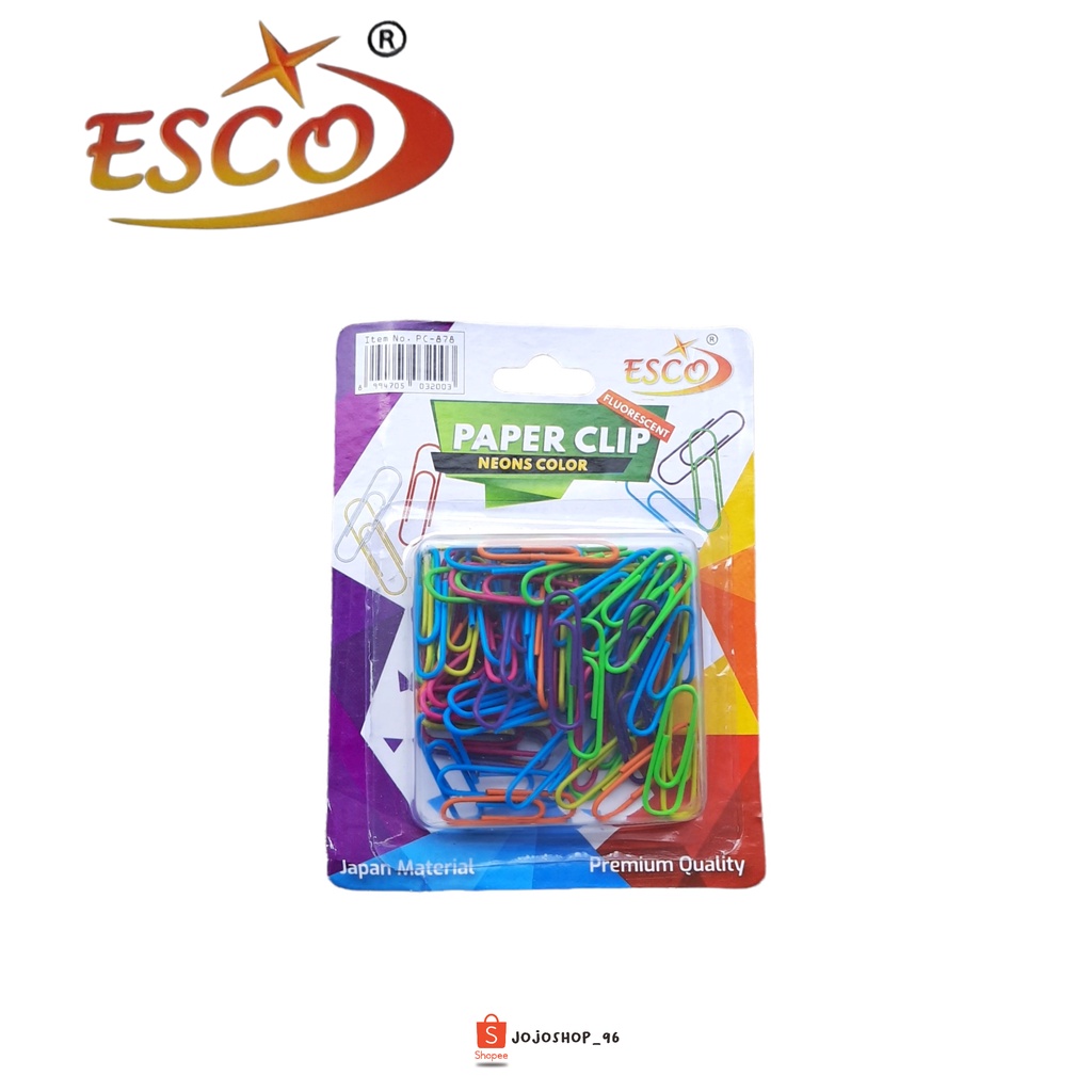 

Klip Kertas | Trigonal Clip | Paper Clip Warna Metalik ESCO PC-878 Fluorescent